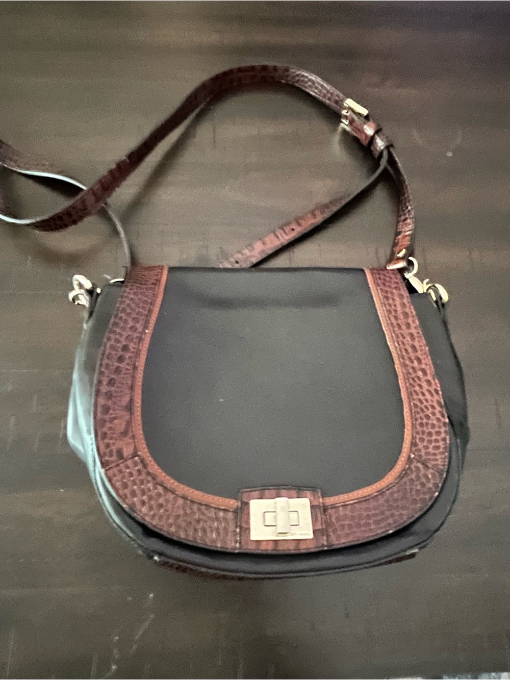 Elegant Brahmin Vintage Sonny Crossbody Black and Brown Women's Bag Purse